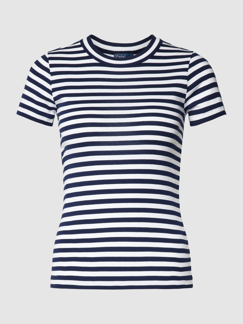 T-Shirt mit Streifenmuster und Rundhalsausschnitt in blau