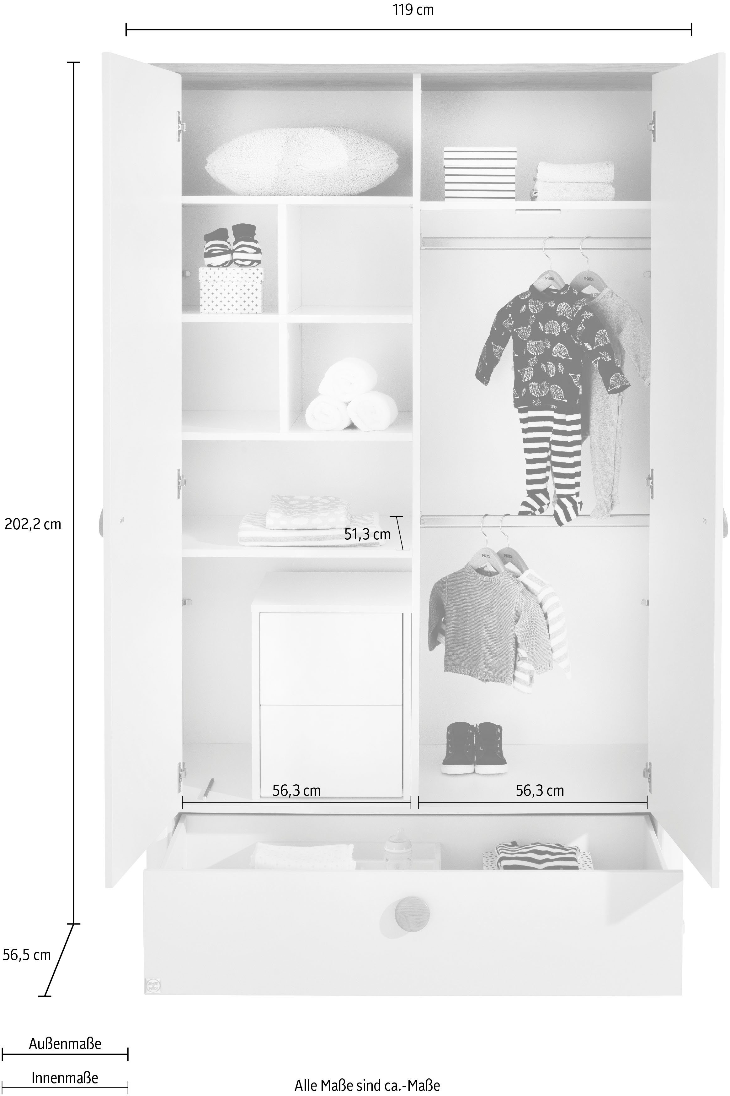 Steiff by PAIDI Drehtürenschrank Lotte & Fynn Steiff by Paidi, 2-türig inkl. großer Schublade