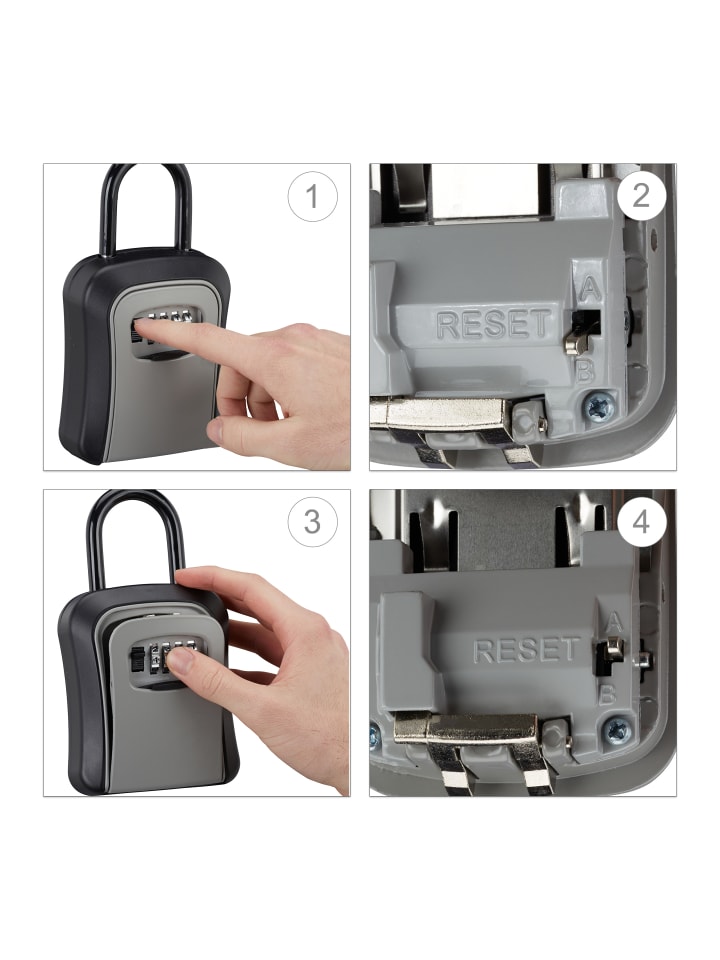 relaxdays Schlüsseltresor in Schwarz/Grau - (B)9,5 x (H)17,5 x (T)4 cm günstig kaufen onesize
