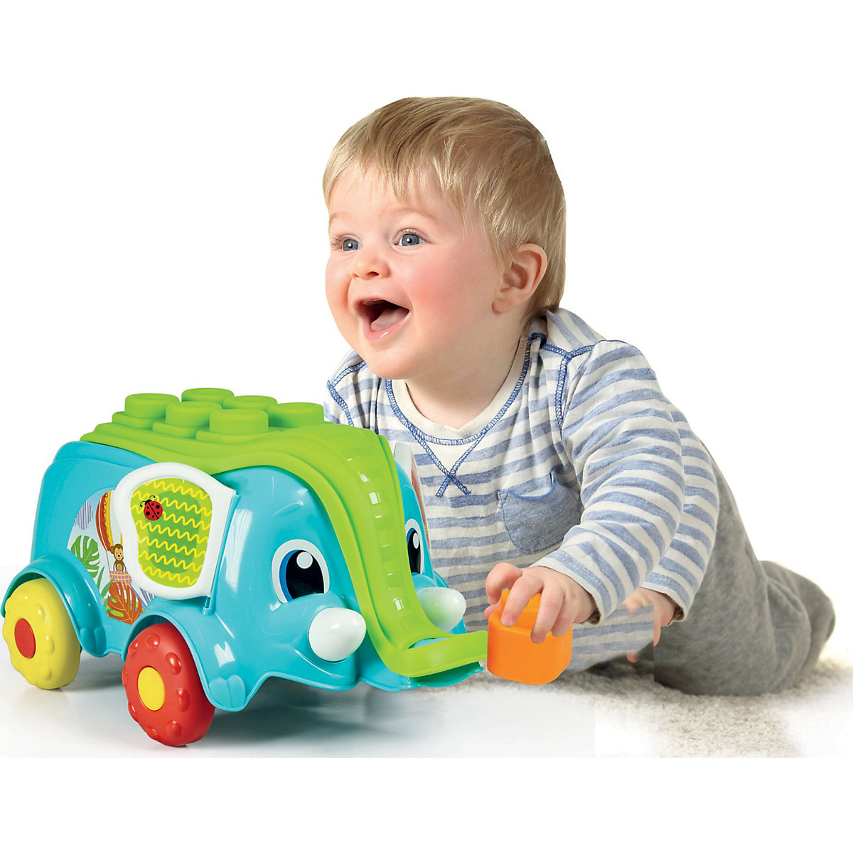 Clemmy - Baby-Elephant, Soft-Bausteine-Wagen