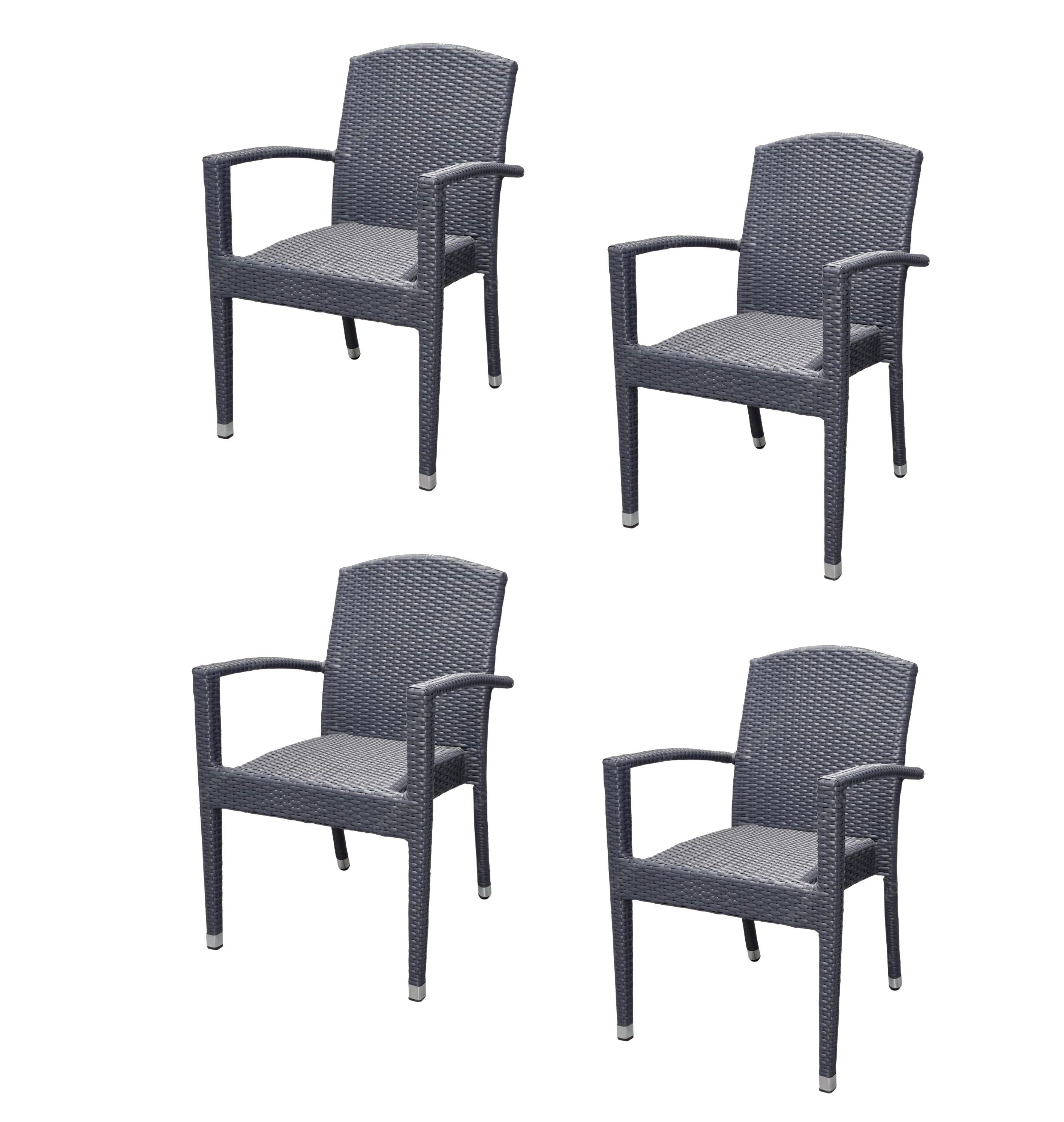 Konway Stapelstuhl MAUI (4 St), 4x KONWAY® MAUI Stapelsessel Schiefergrau Polyrattan Sessel