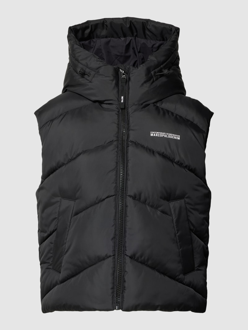 Steppweste mit Kapuze in schwarz