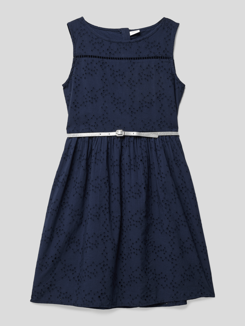 Kleid mit Lochmuster Modell 'TG' in marineblau