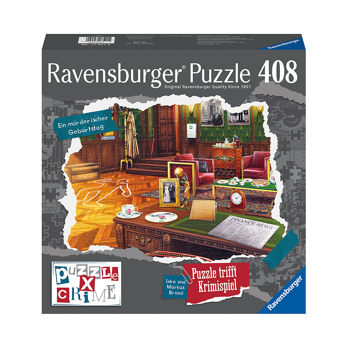 Ravensburger Puzzle X Crime - Ein mörderischer Geburtstag - 406 Teile Puzzle-Krimispiel für 1-4 Spieler