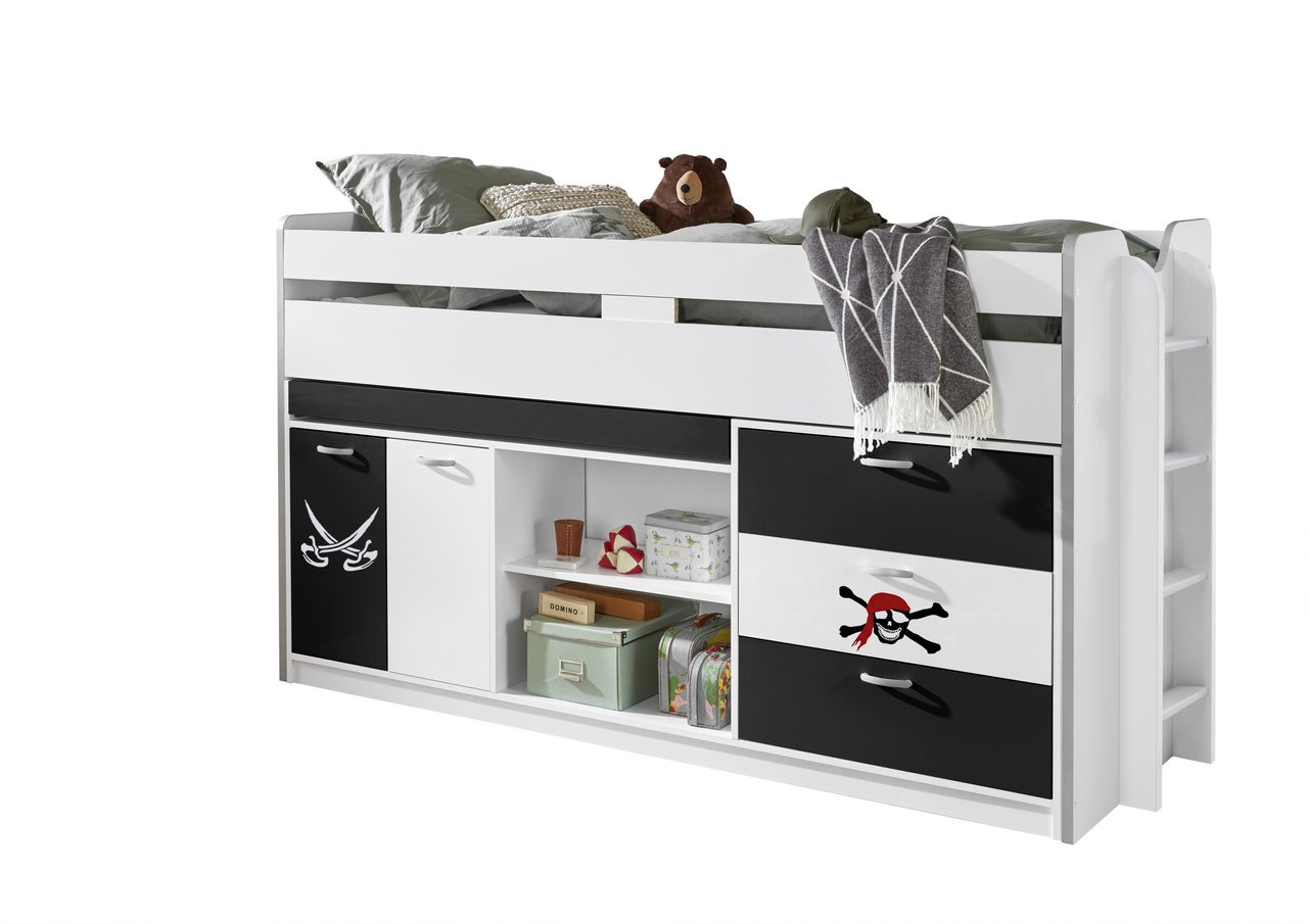 Relita Hochbett Bonny LF 90x200 cm, mit Regal, Schubladenelement und Schreibtisch