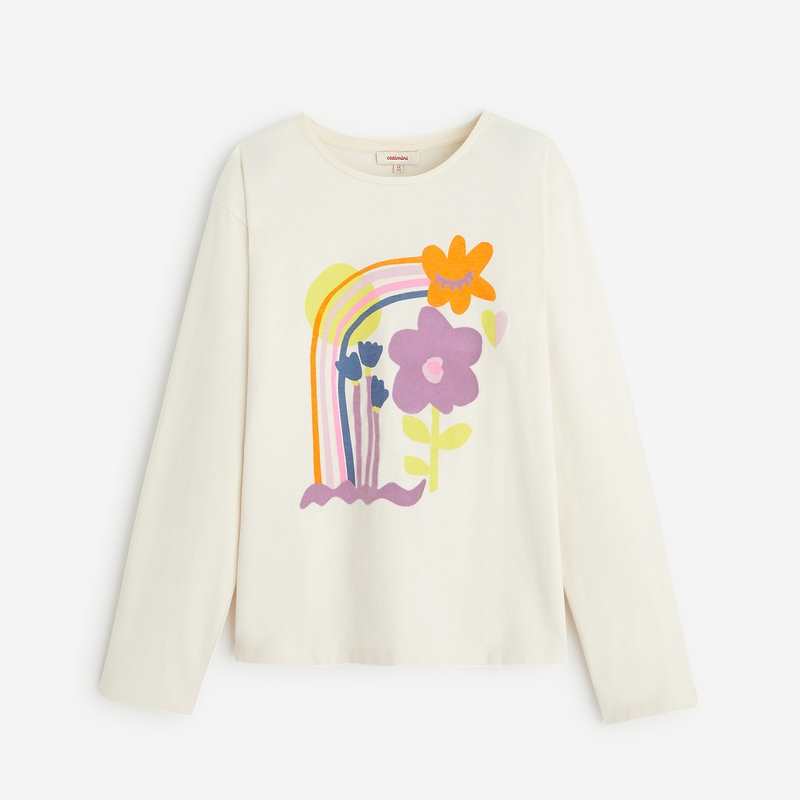 T-shirt fille blanc en coton recyclé Catimini