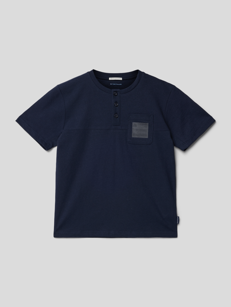 T-Shirt mit Brusttasche in marineblau