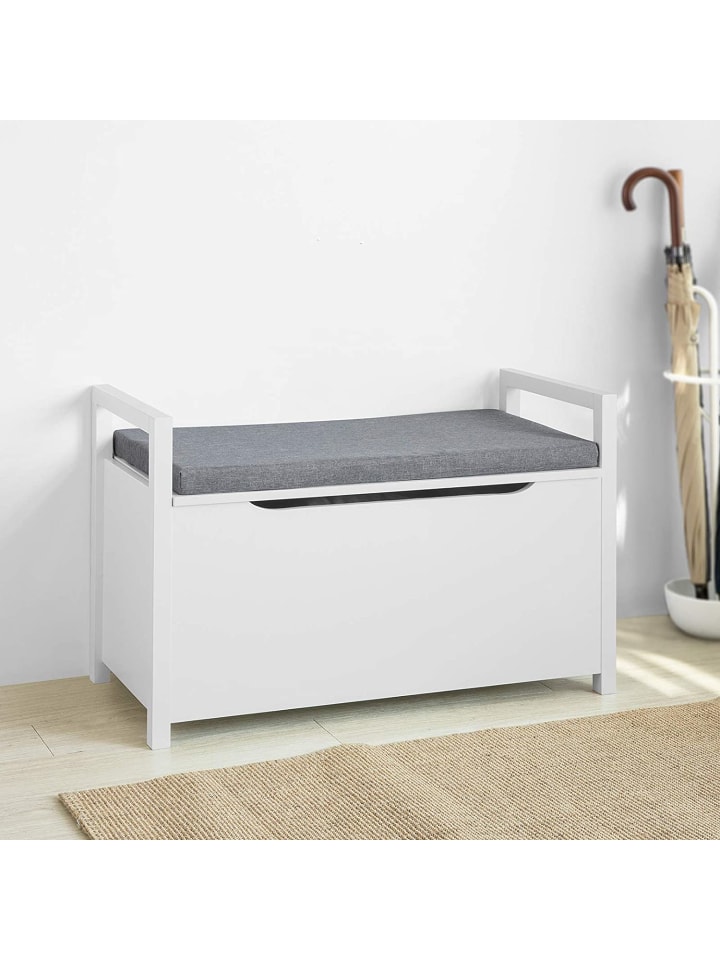 SoBuy Truhenbank in Weiß - (B)86 x (H)54 x (T)38cm günstig kaufen onesize