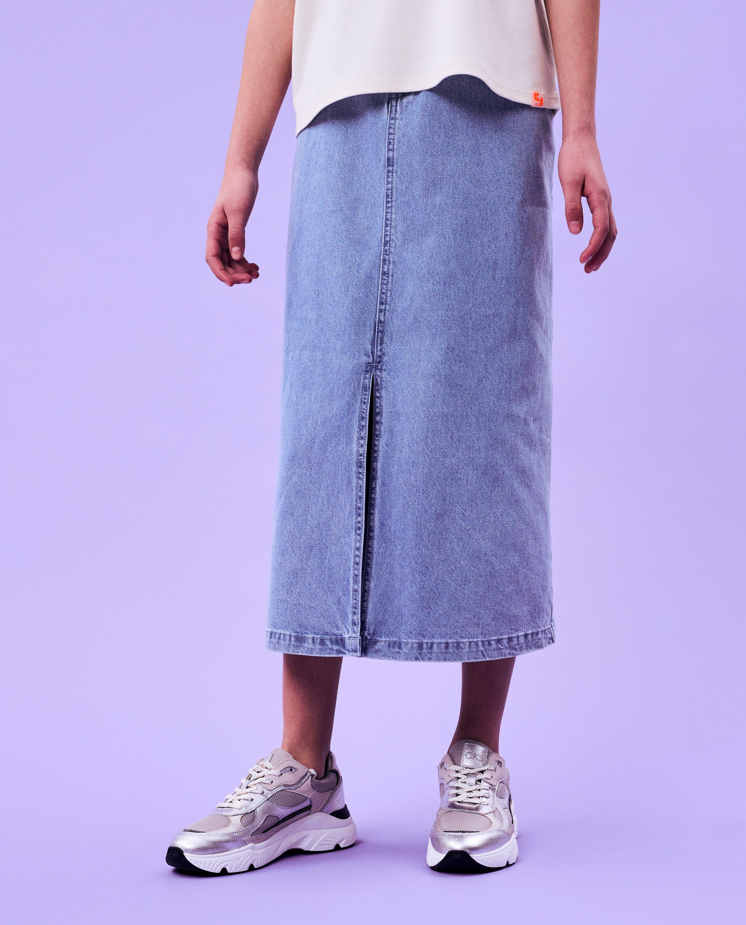 Fustă din denim CKS Blue, albastru deschis
