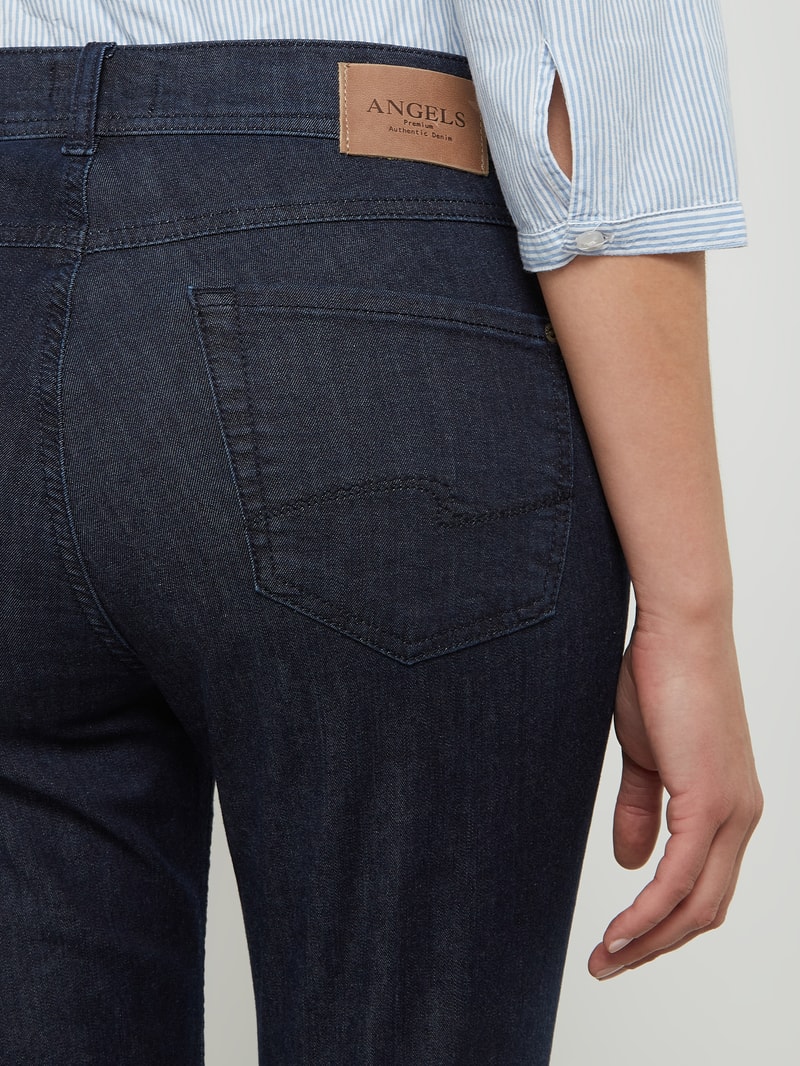Cropped Jeans mit Stretch-Anteil Modell 'Ornella' in dunkelblau