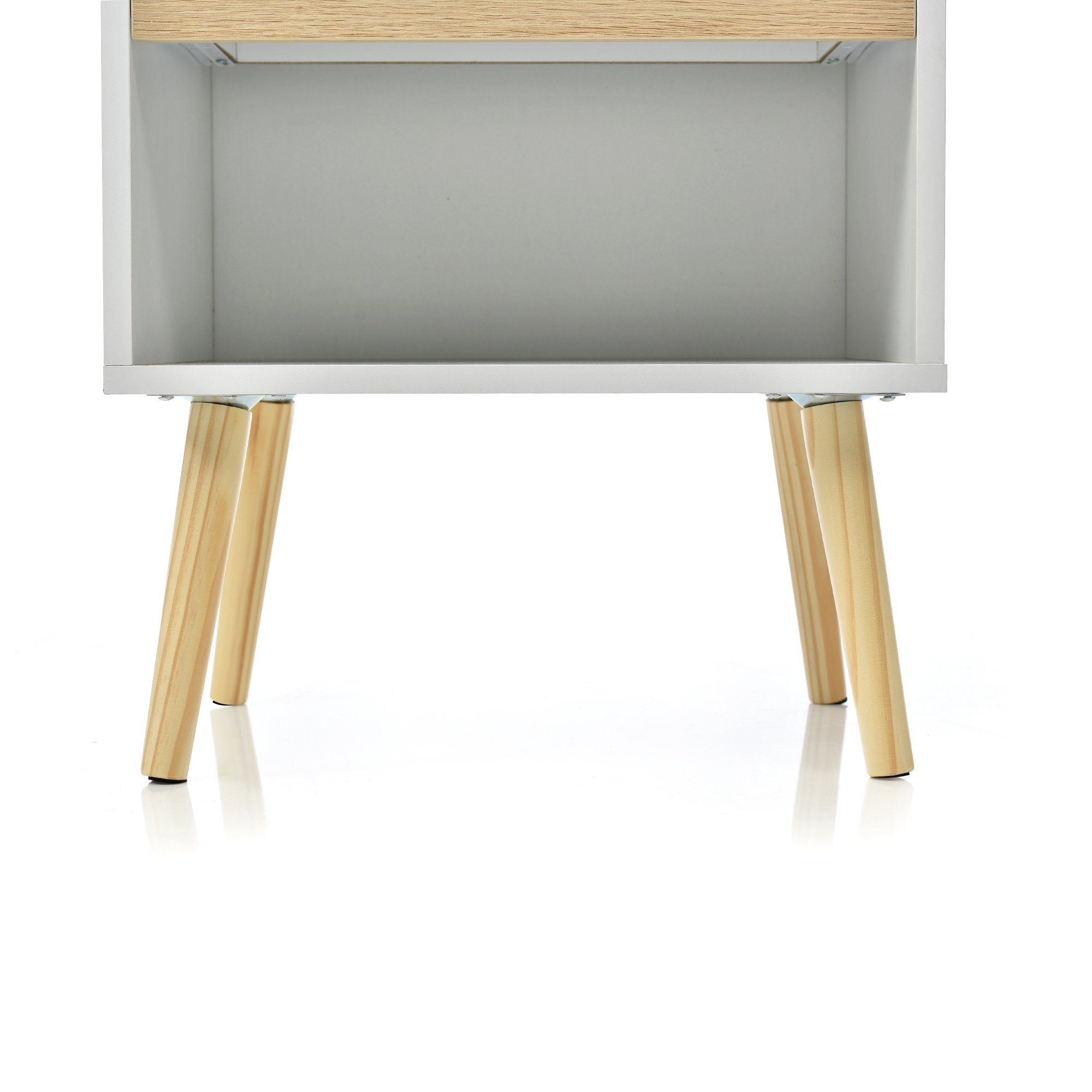 Powerwill Nachttisch 2er Set Massivholz Nachttisch Nachtschrank Beistelltisch (2-St., Holz Beistelltisch Nachtkommode Massivholzfüßen), Nachttischkommode mit Schubladen, für Bett und Schlafzimmer