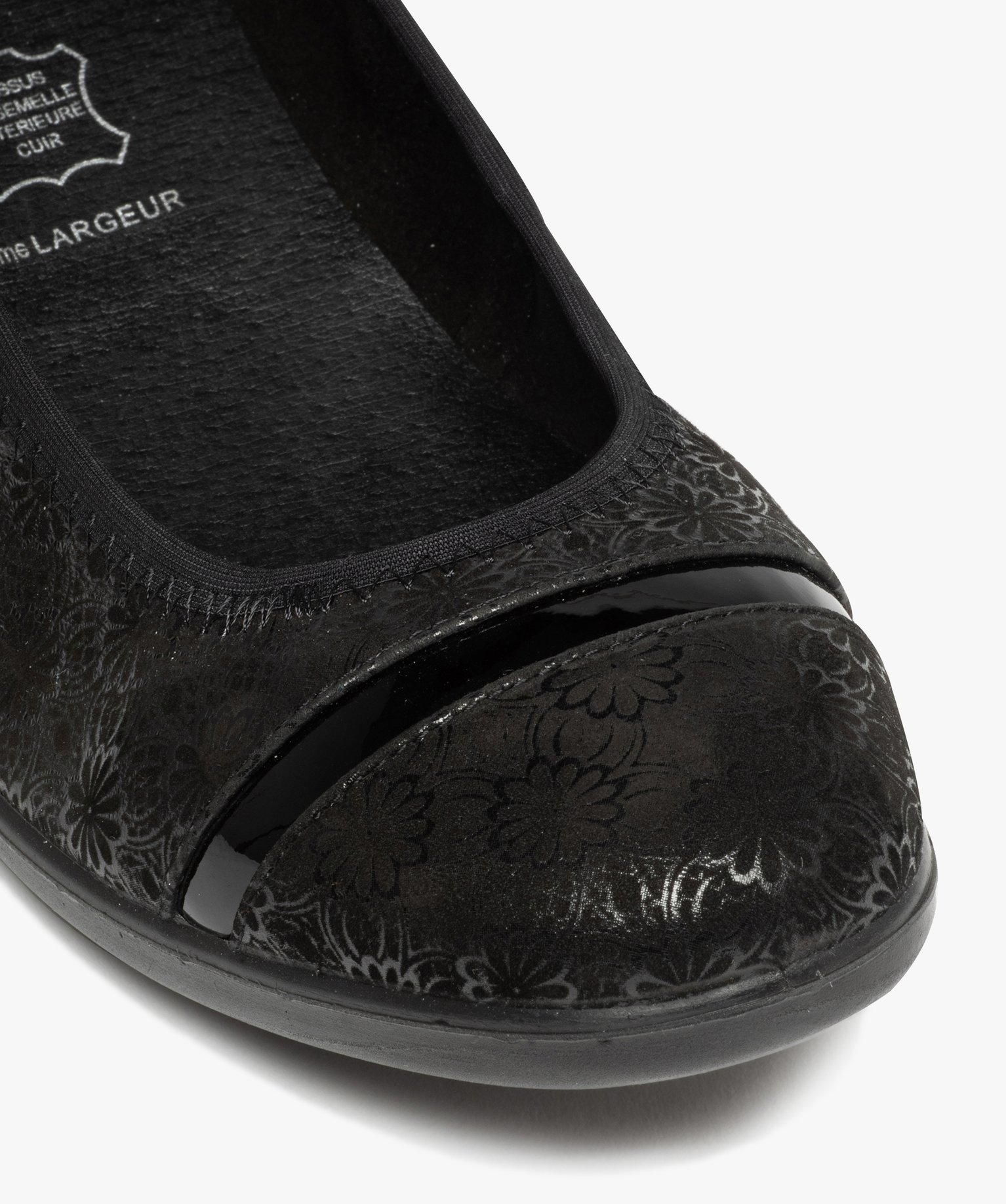 Ballerines confort femme en cuir à motifs irisés avec touc... noir | GEMO