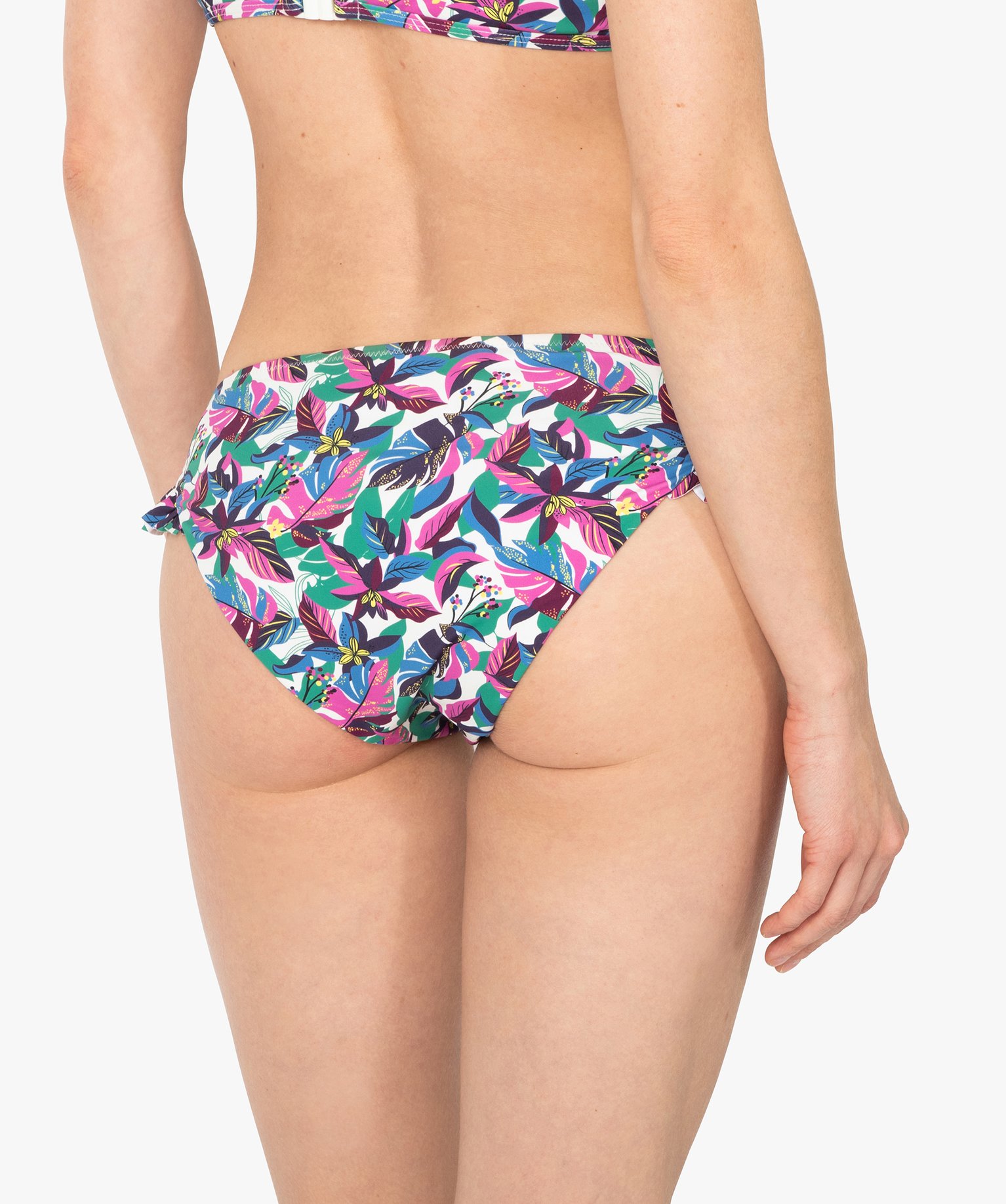 Bas de maillot de bain femme forme slip avec volants imprime | GEMO