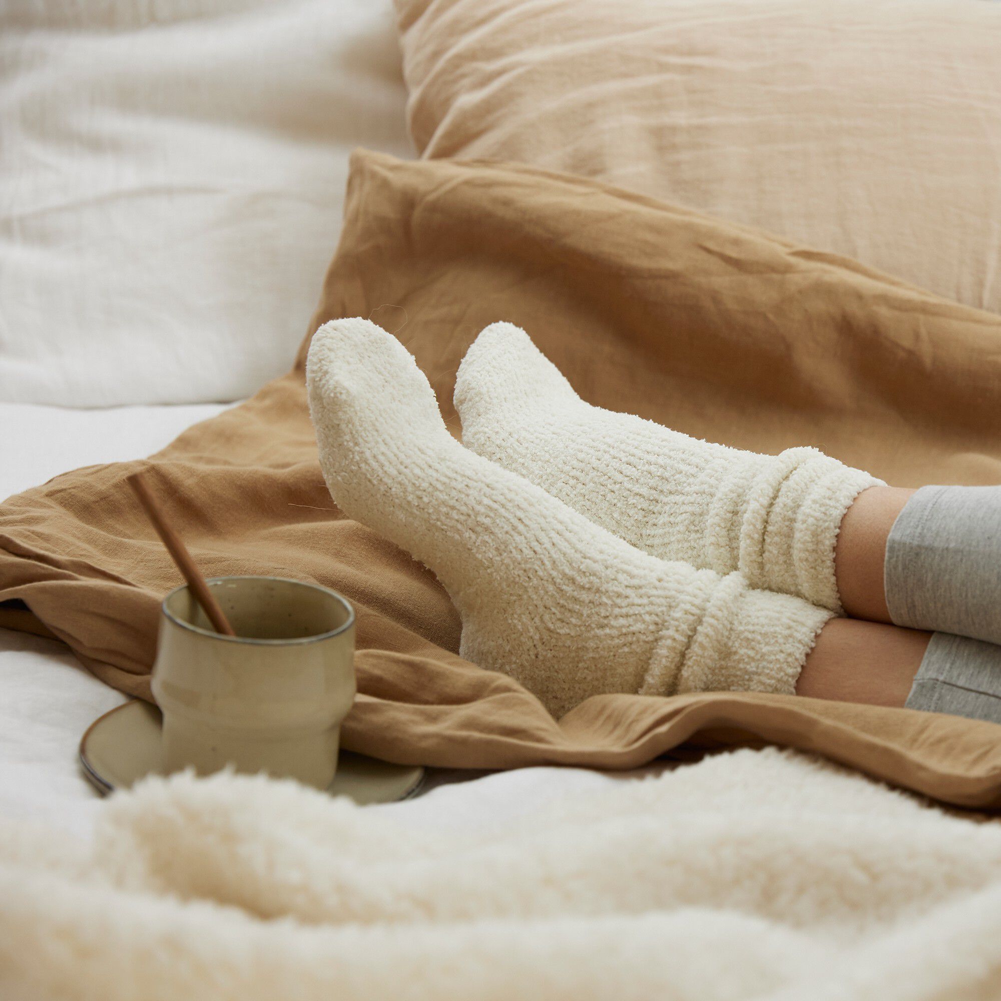 Chaussettes antidérapantes en maille bouclette