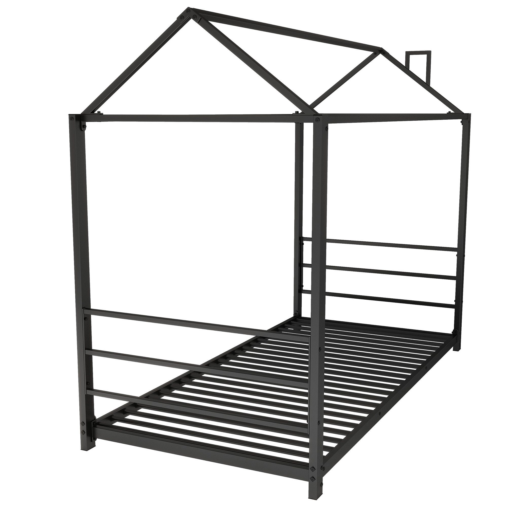 Celya Metallbett 90 x 200cm Kinderbetten,Hausmodellierende Kinderbetten, Einzelbetten, Plattform, Schwarz