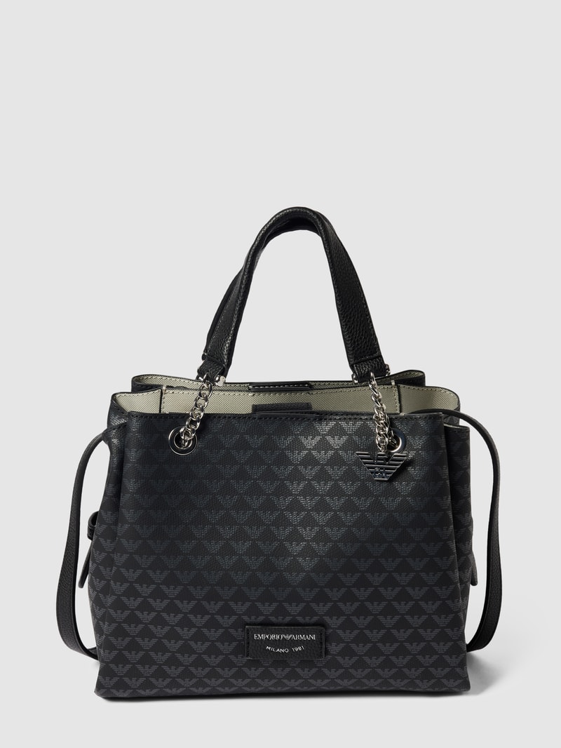 Tote Bag mit Label-Print in schwarz