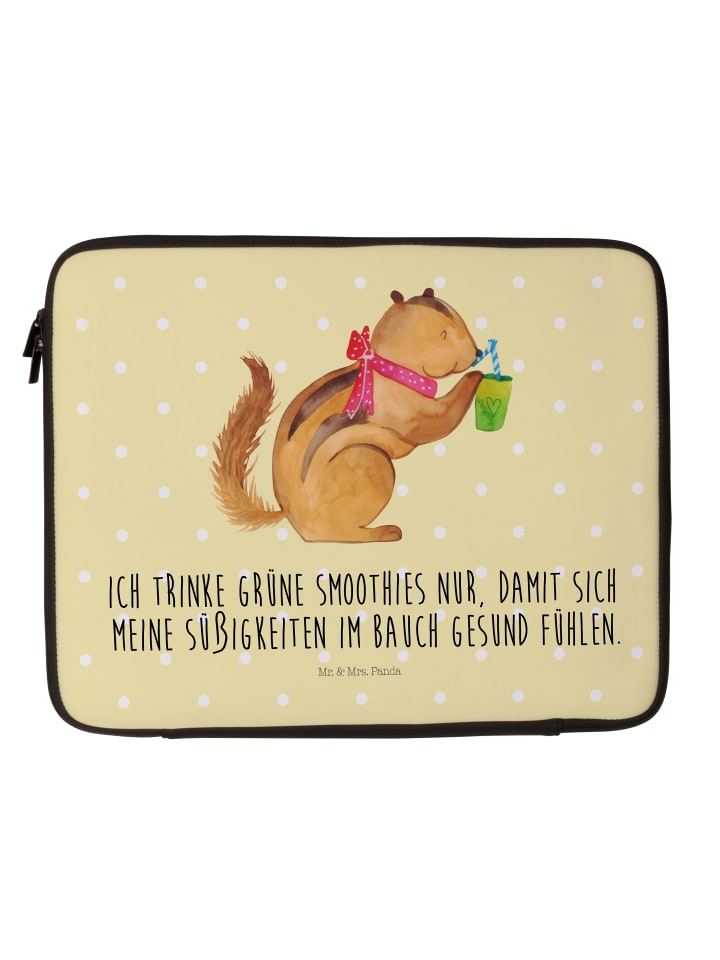 Mr. & Mrs. Panda Notebook Tasche Eichhörnchen Smoothie mit Spruch in Gelb Pastell günstig kaufen onesize