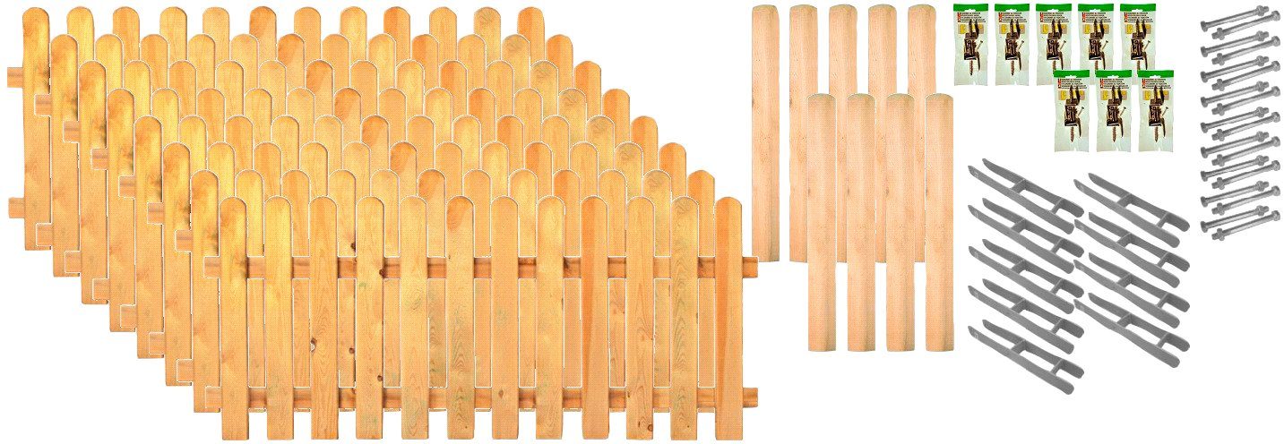 Tetzner & Jentzsch Staketenzaun Lakeland 6, (Set), 8 Elemente, LxH: 1521x100 cm