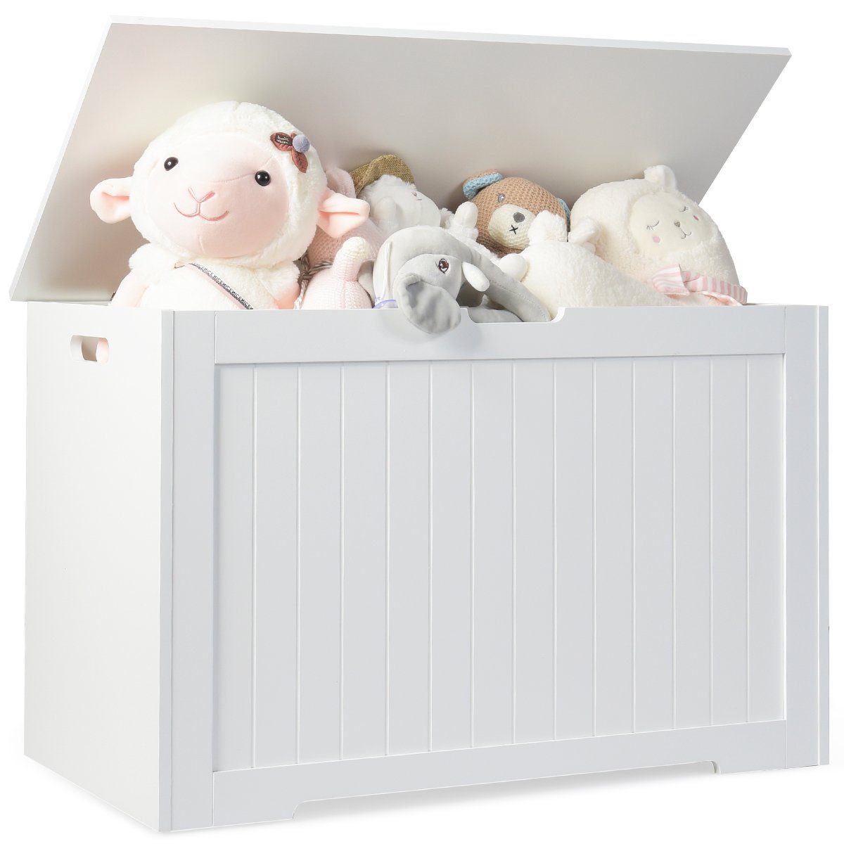 COSTWAY Spielzeugtruhe, Kinder, mit Deckel & Seitengriffe, 113L, 76x40,5x48cm