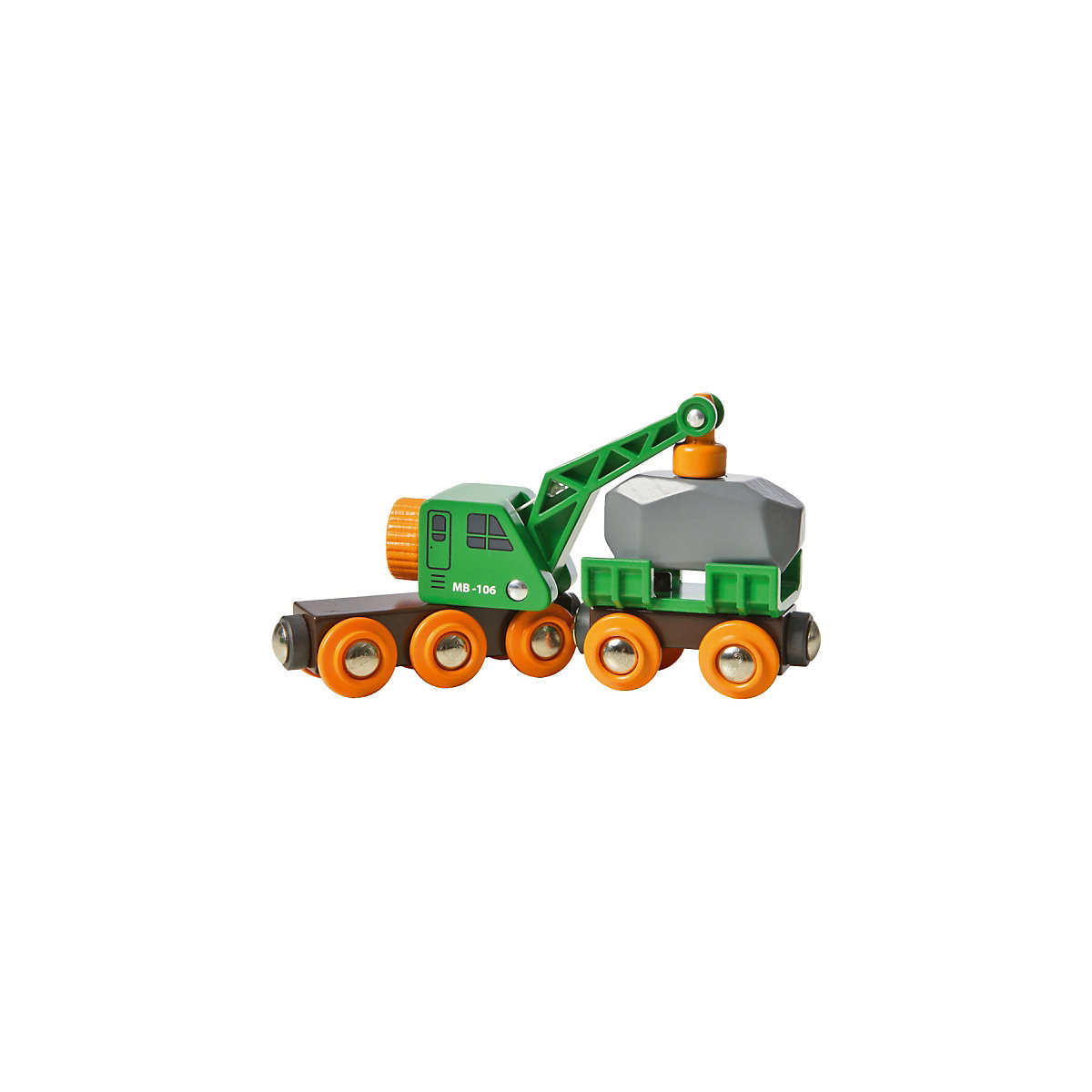 Grüner Kranwagen mit Anhänger und Fracht