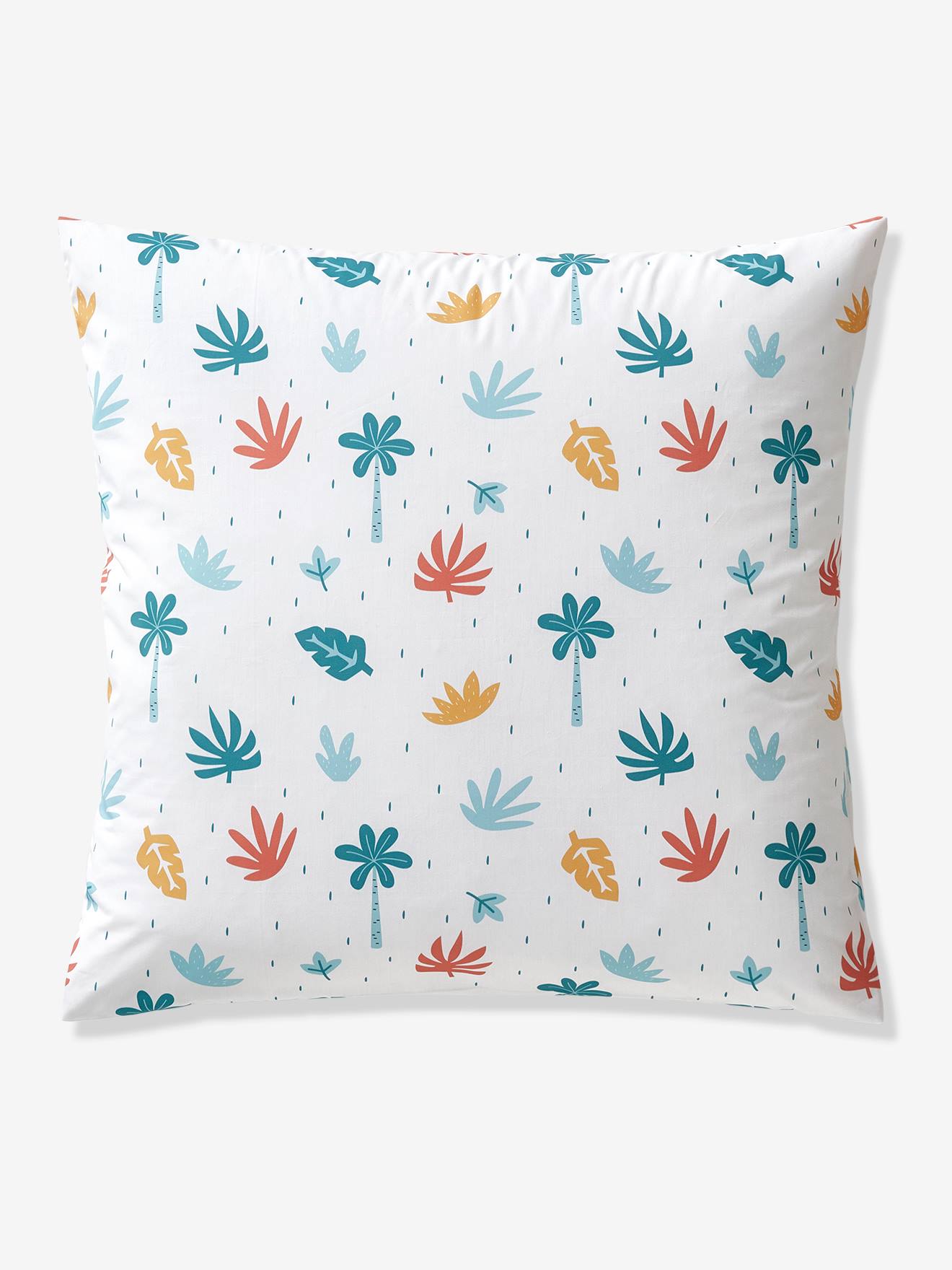 Parure housse de couette + taie d'oreiller enfant polyester et coton CROCOJUNGLE blanc