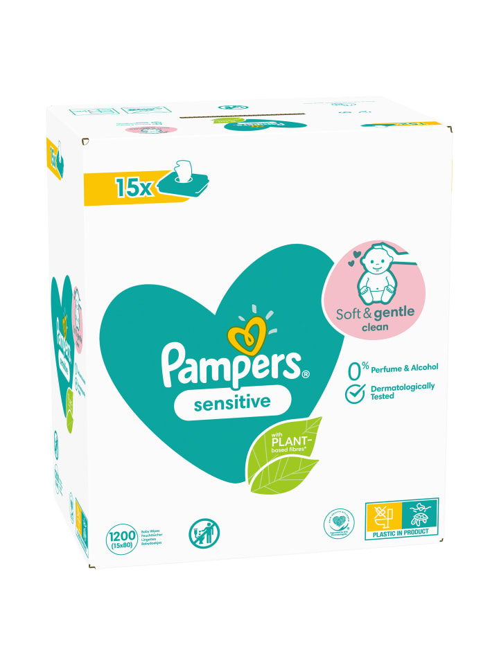 Pampers Pampers Sensitive Feuchttücher 15 Packungen = 1200 Feuchttücher günstig kaufen onesize