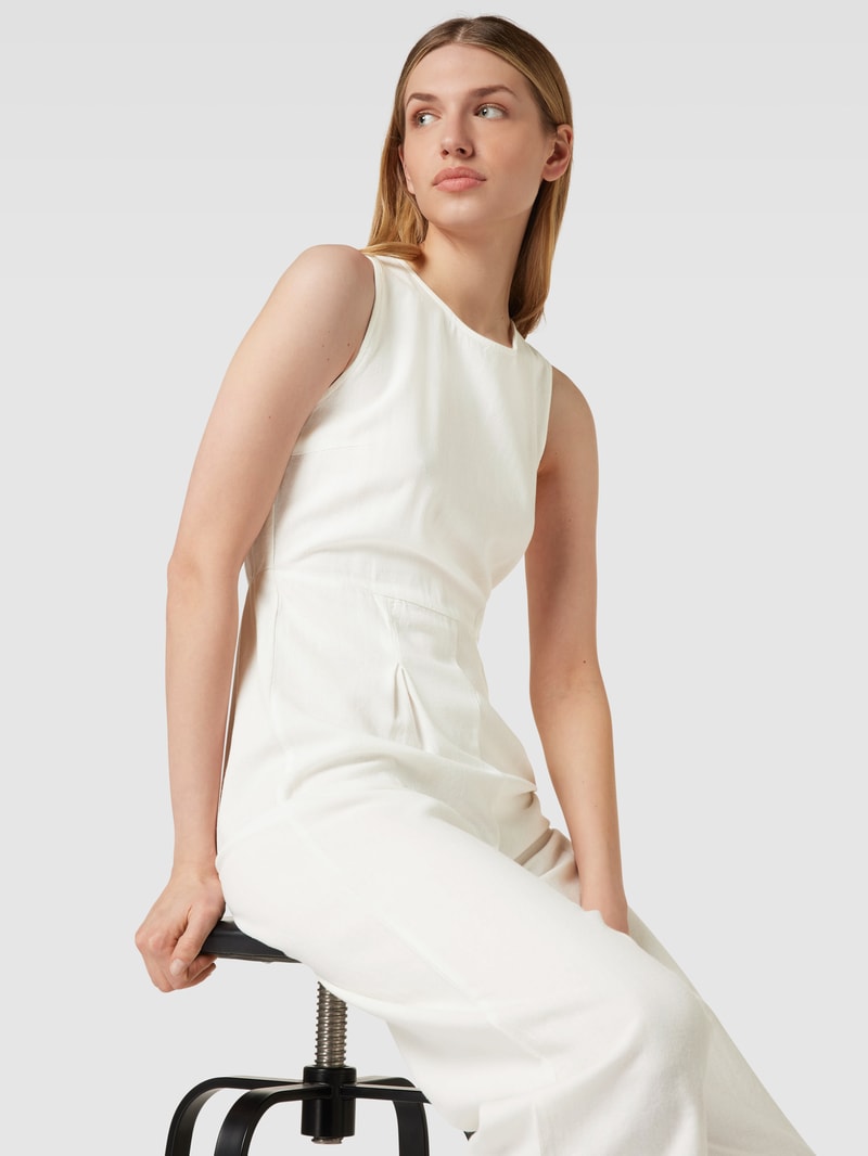 Jumpsuit aus Viskose-Leinen-Mix mit Kellerfalten Modell 'MILO' in weiß