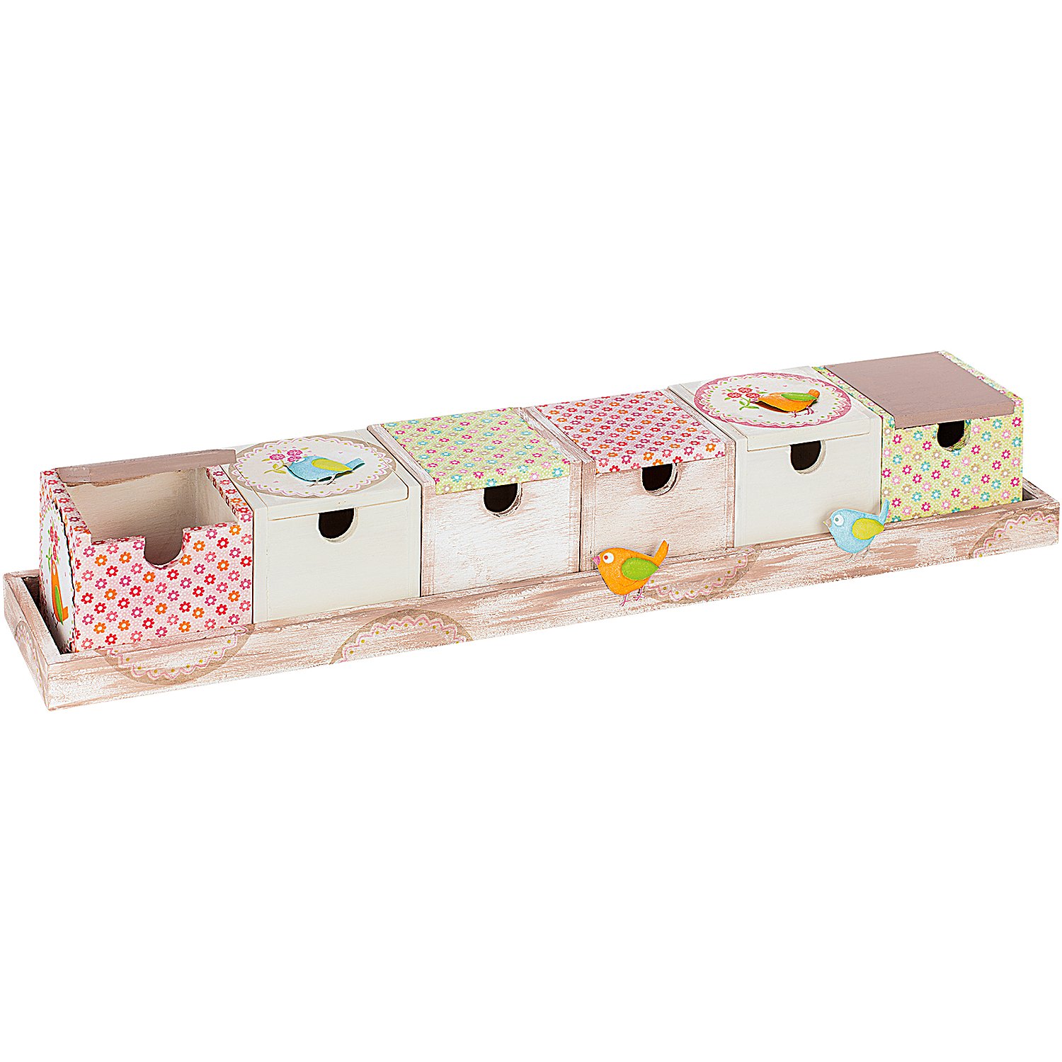 Sortierboxen mit Tablett aus Holz, 50,8 cm, 6 Boxen