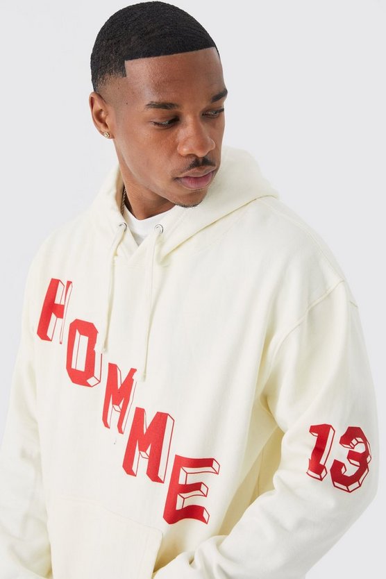 Oversize Hoodie mit Homme Print