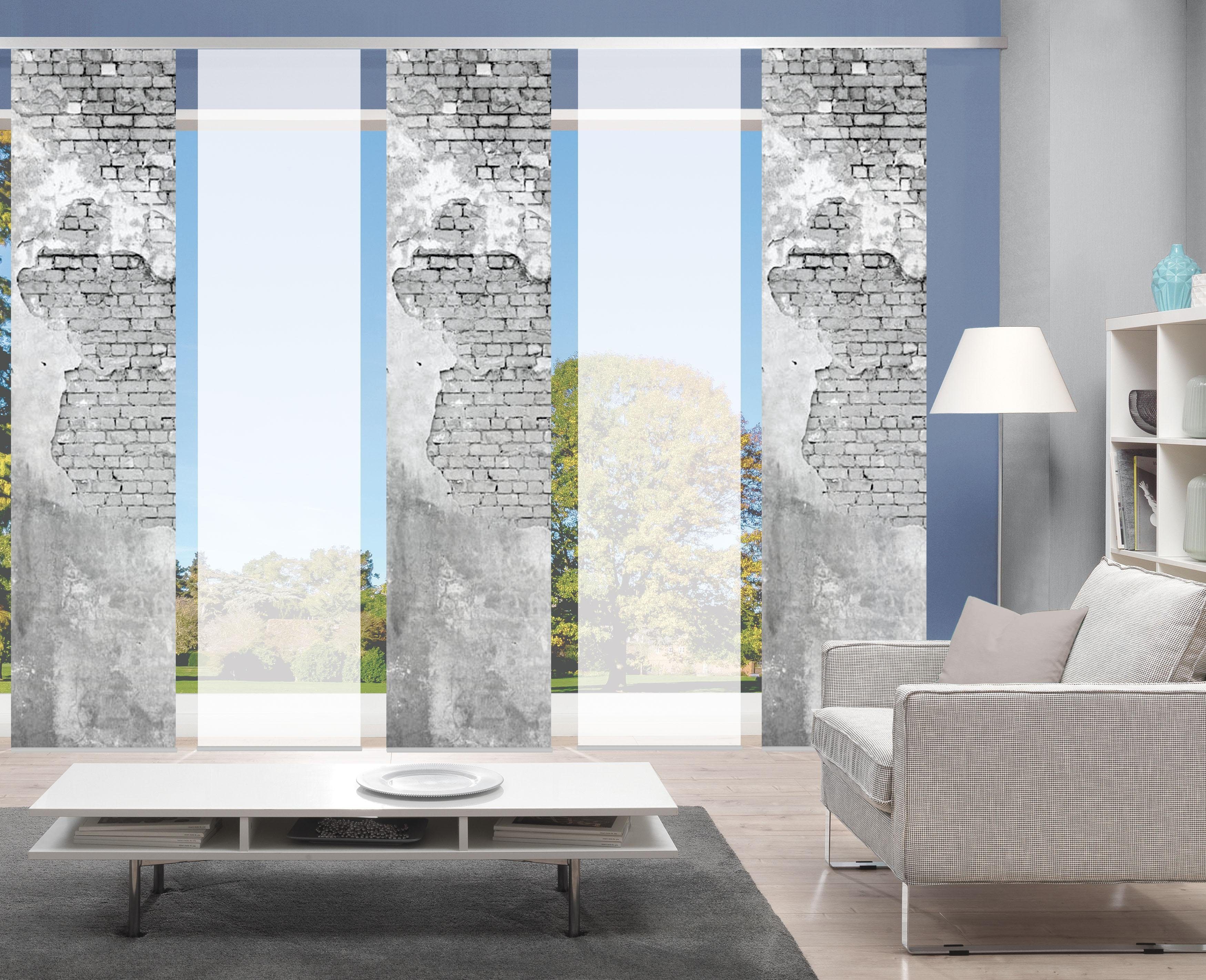 Schiebegardine WALLONA 5ER SET, HOME WOHNIDEEN, Paneelwagen (5 St), halbtransparent, Microfaser, HxB: 245x60