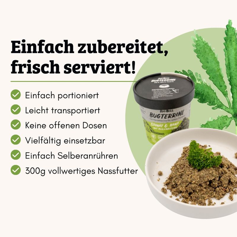 BugBell BugTerrine Adult Insekten, Spinat & Hanf