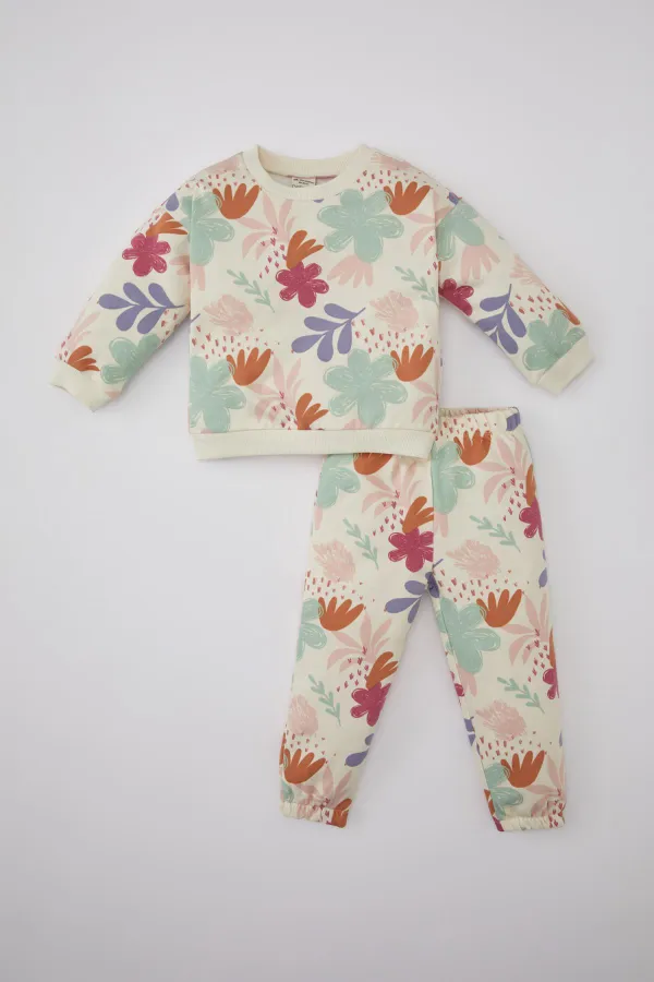 DeFacto  Gemustertes Langarm-Sweatshirt-Jogginghose-Set für Babys im 2er-Set