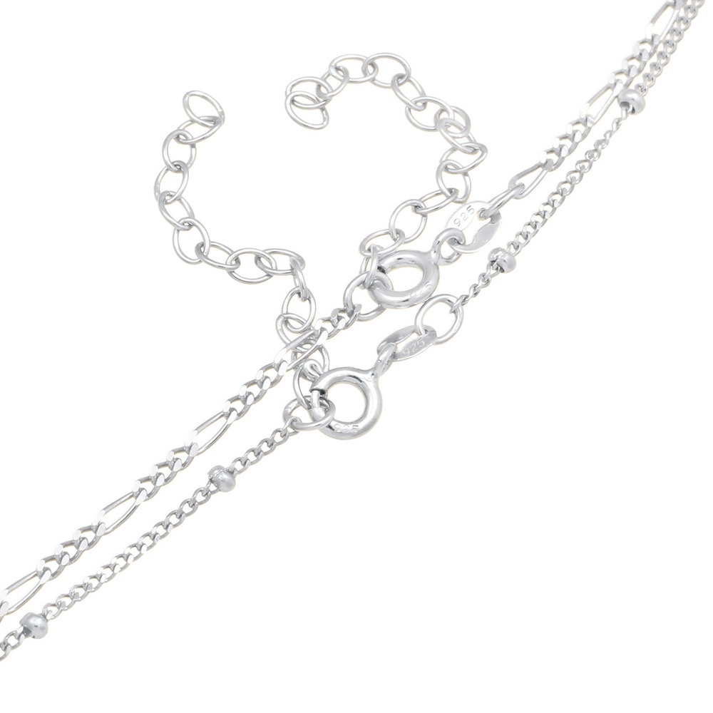 Elli Elli Collier Couche Chaîne de Figaro Chaiîne á Boules Basic Collier Femme - (925/ collier