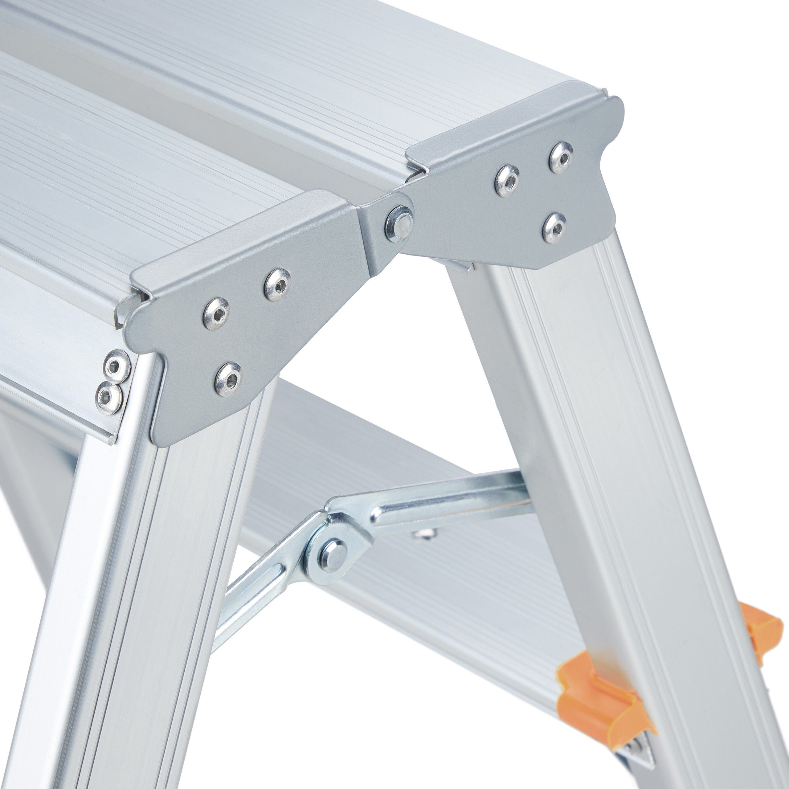 relaxdays Bockleiter Doppelseitige Trittleiter aus Aluminium, 2 Stufen