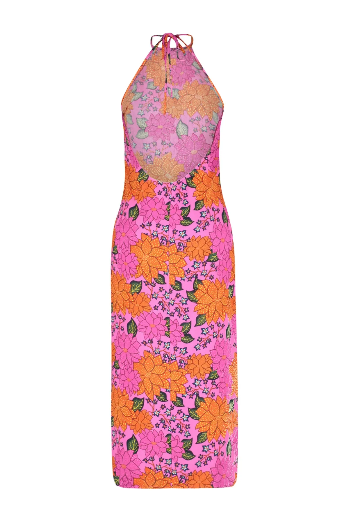 Trendyol Collection  Rückenfreies Midi-Strandkleid aus Webstoff mit Blumenmuster TBESS23EL00062