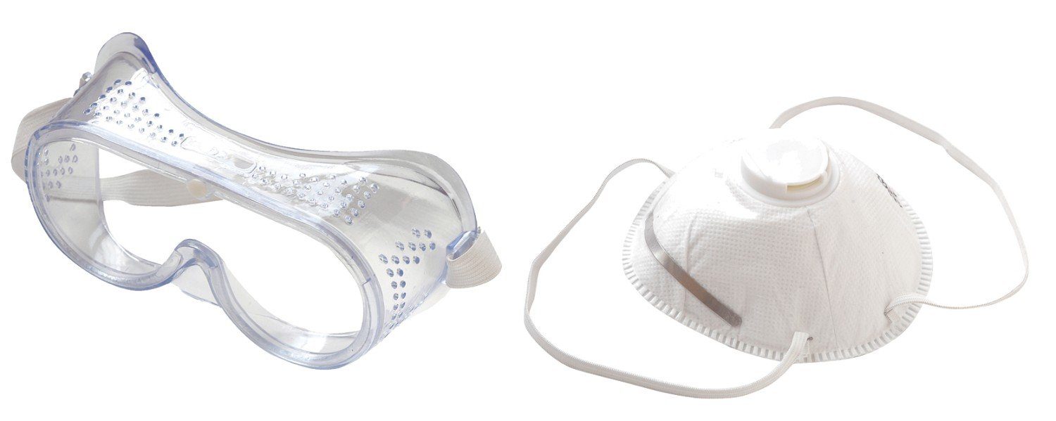 Brüder Mannesmann Werkzeuge Arbeitsschutzbrille, 2tlg. Set Maske Schutzbrille Staubschutz Schutzmaske Staubmaske