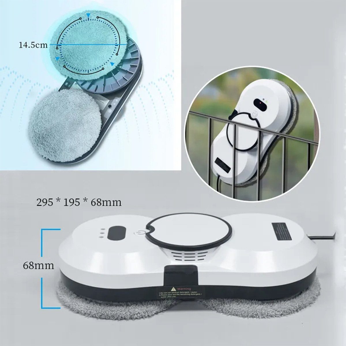 Hikeren Fensterputzroboter Fensterreiniger Roboter,Fenstersauger,5600Pa,Mit 30 ml Wassertank