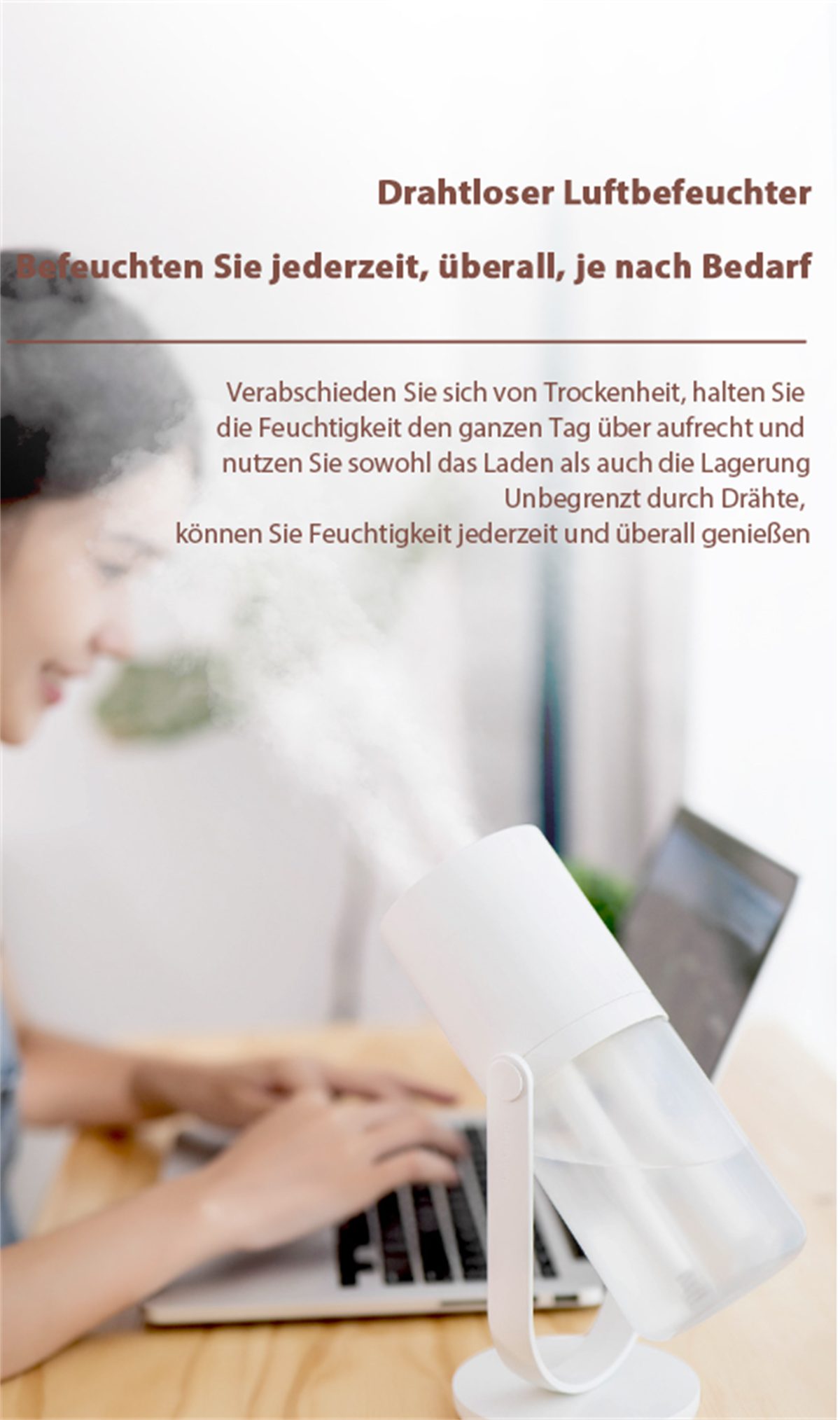 Die Sterne Luftbefeuchter Kabelloser tragbarer Luftbefeuchter mit geräuschlosem Nachtlicht