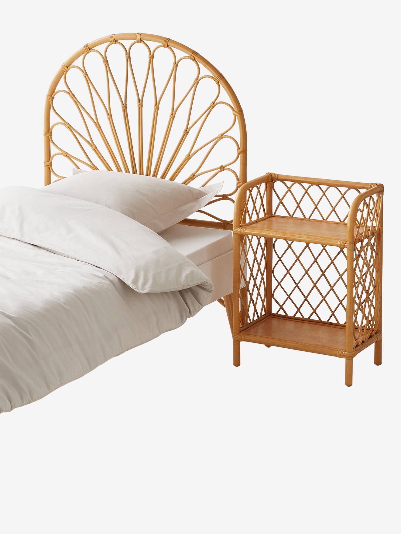 Vertbaudet Kinderzimmer Nachttisch aus Rattan BOHO - natur/rautenfrom