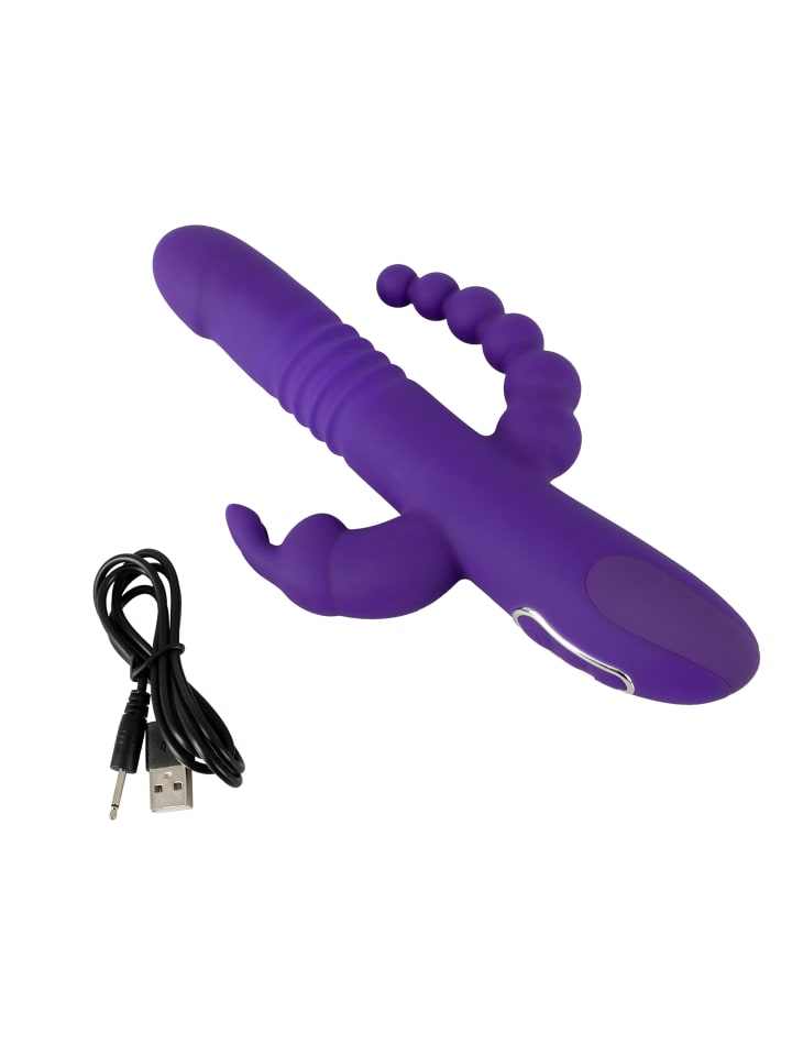 Sweet Smile Vib mit Stoßfunktion und Klitorisreizer Thrusting Pearl Triple in lila günstig kaufen 26 cm