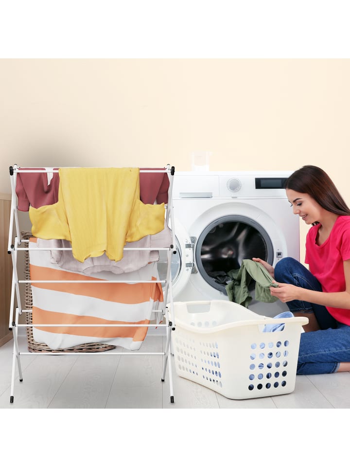 relaxdays Wäscheständer in Weiß - (B)73 x (H)104 x (T)38 cm günstig kaufen onesize