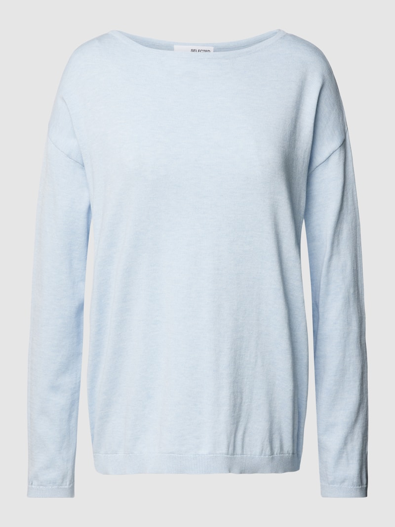 Strickpullover mit U-Boot-Ausschnitt Modell 'BERGA' in hellblau