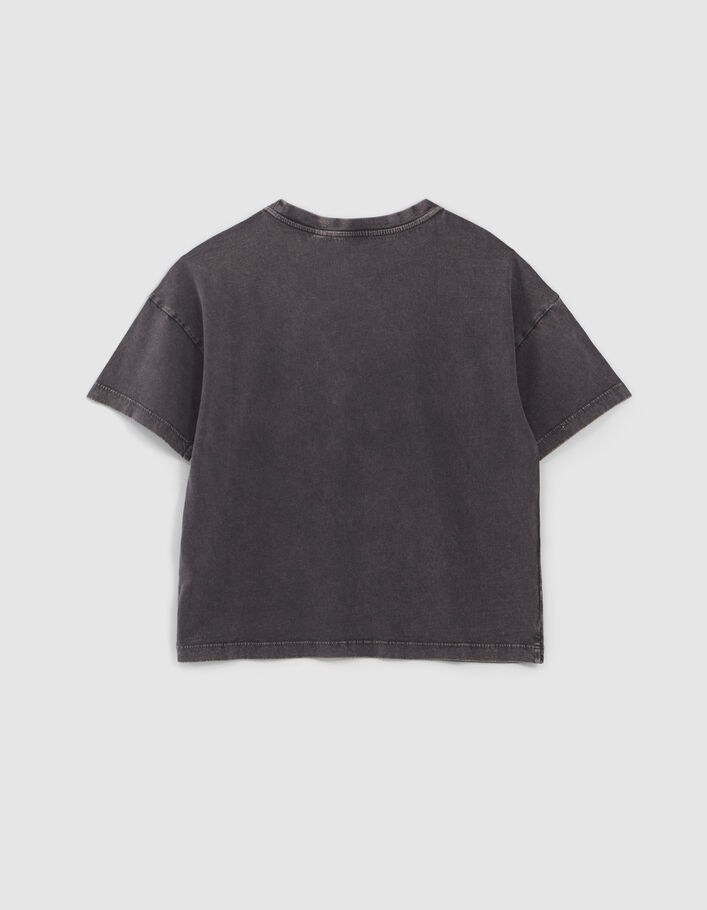 T-shirt gris visuel rock avec clous fille