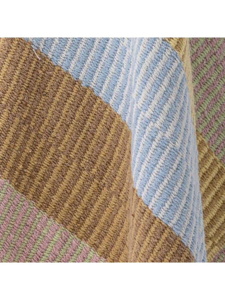 Bloomingville Decke ISNEL Gelb Blau Braun Gestreift 160x130 cm günstig kaufen onesize
