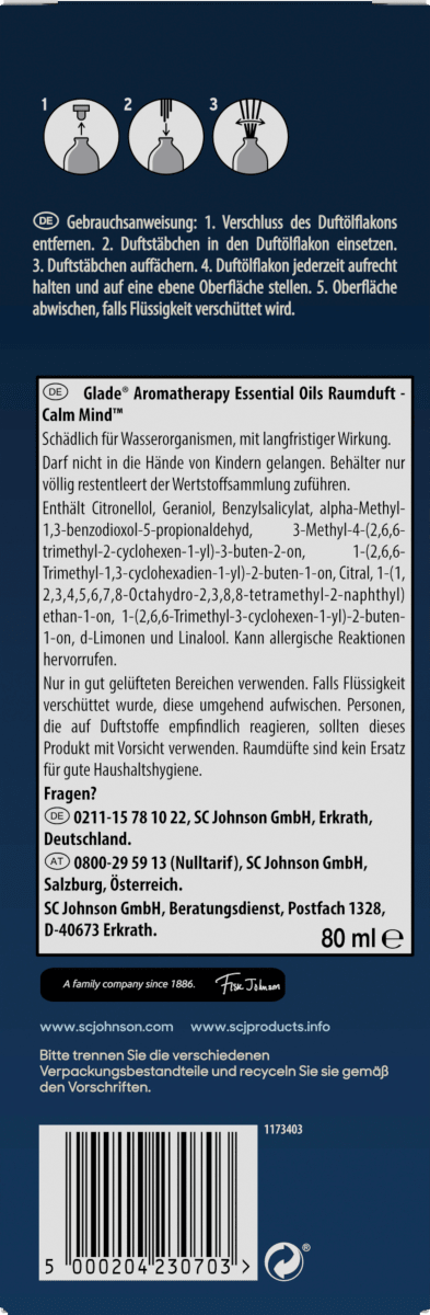 Duftstäbchen Aromatherapy Essential Oils Raumduft - Calm Mind, 80 ml
