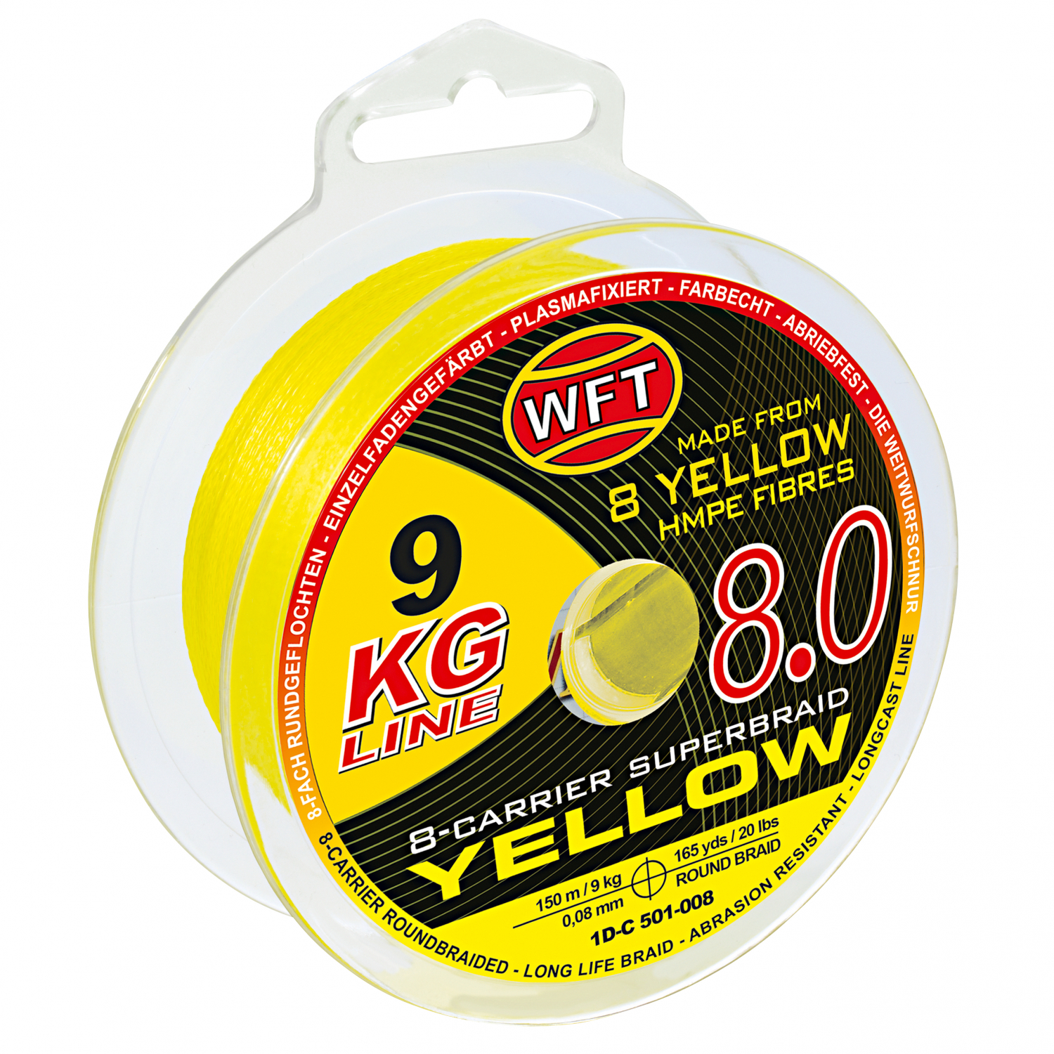 WFT Angelschnur KG 8.0 8-Carrier Super Braid (gelb, 600 m)