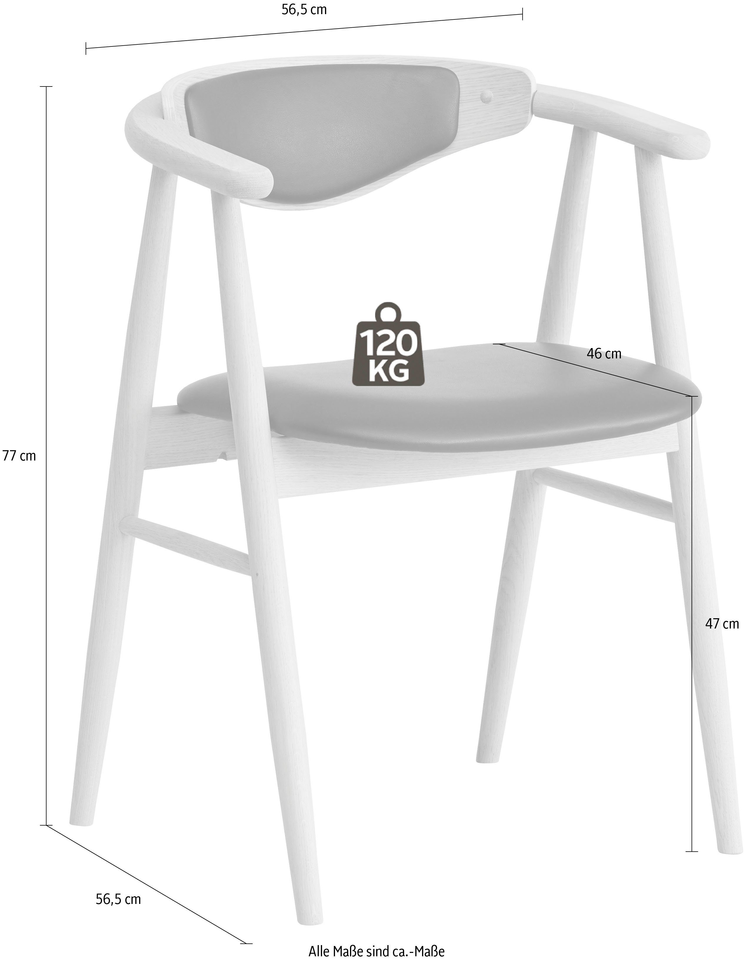 Hammel Furniture Holzstuhl Findahl by Hammel Tradition (Set, 2 St), Massivholz, mit Sitz und Rückenpolster aus Leder