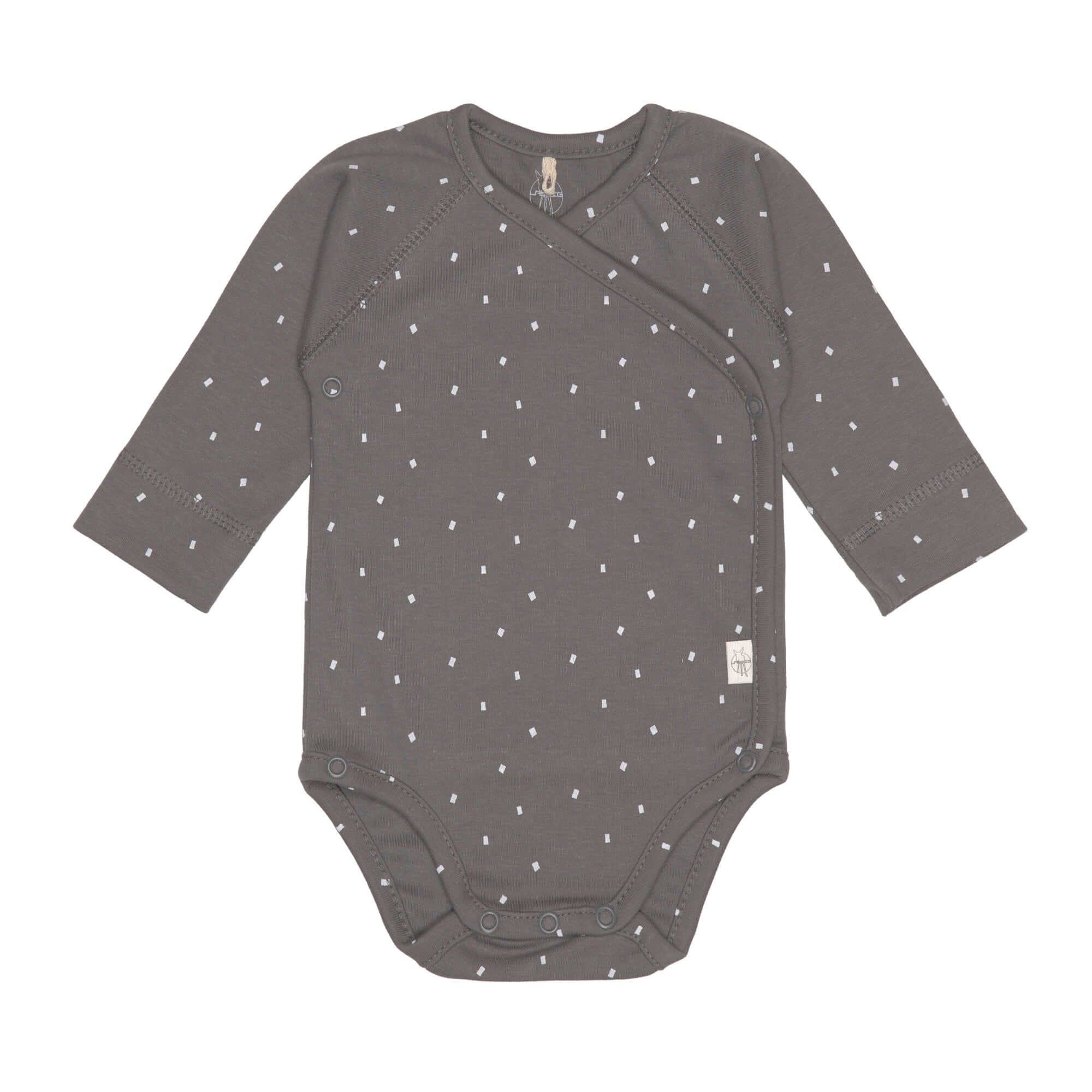 Baby Wickelbody langarm - Bio Baumwolle, Punkte, Anthrazit