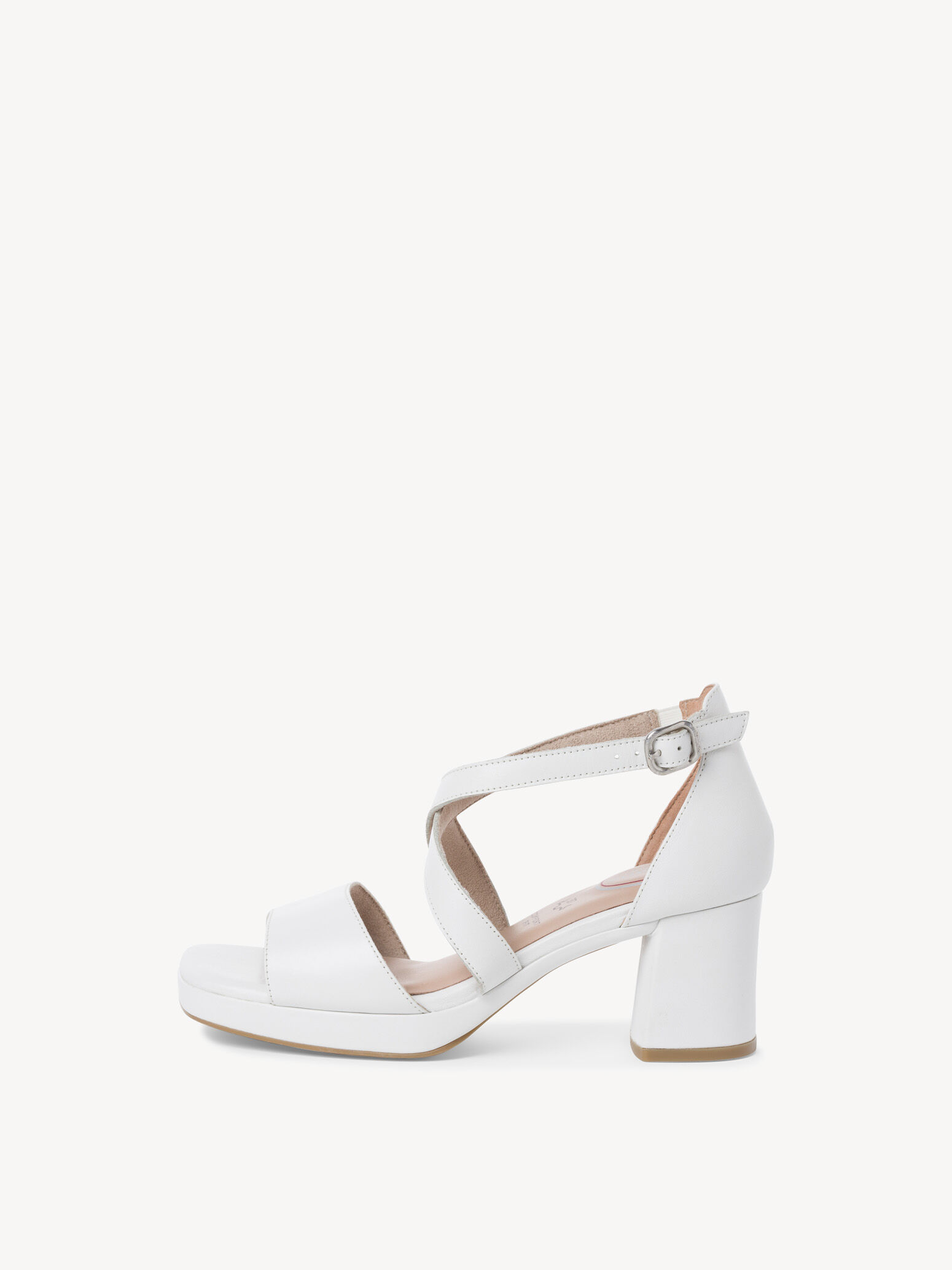Sandale à talon en cuir - blanc