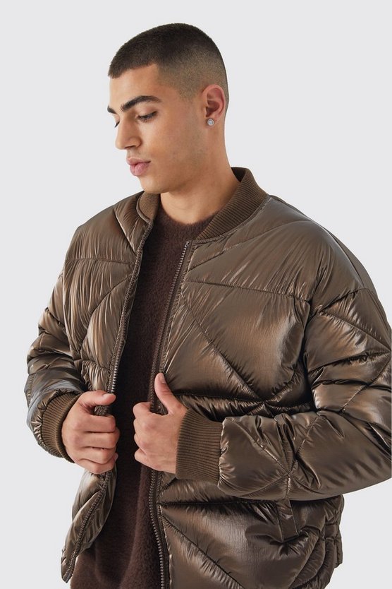 Gesteppte Metallic-Steppjacke